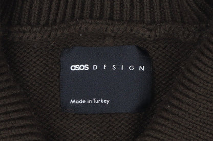 ASOS Design Women Brown Acrylic Henley Jumper Size L 16-18