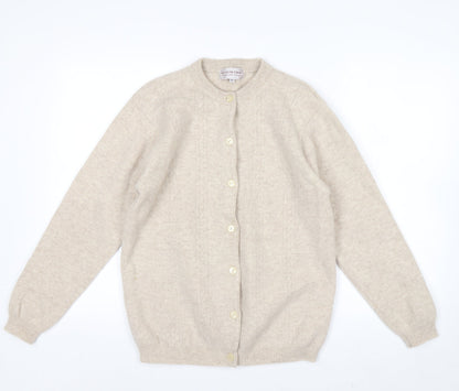 Country Collection Women's Beige Wool Cardigan L Cable Knit
