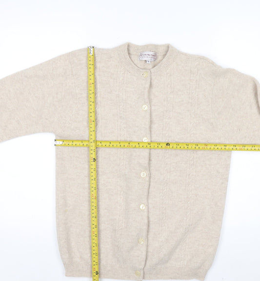 Country Collection Women's Beige Wool Cardigan L Cable Knit