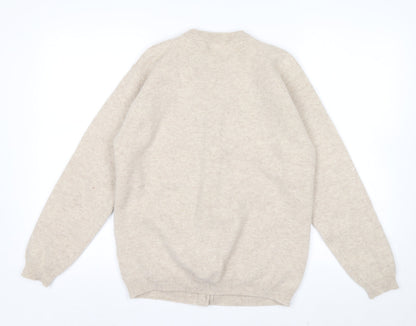 Country Collection Women's Beige Wool Cardigan L Cable Knit