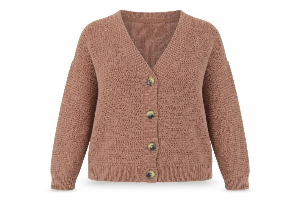 Fat Face Women’s Brown Cotton Knit Cardigan Size 12 V-Neck