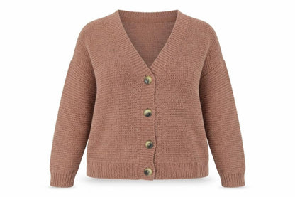 Fat Face Women’s Brown Cotton Knit Cardigan Size 12 V-Neck