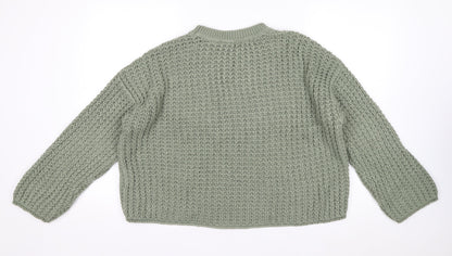 New Look Women's Green Chunky Knit Relaxed Pullover Jumper Size S