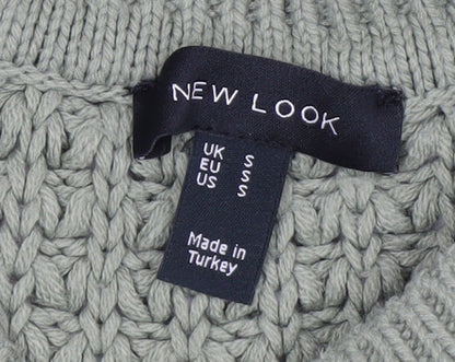 New Look Women's Green Chunky Knit Relaxed Pullover Jumper Size S