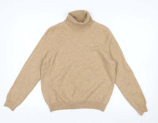 Marks and Spencer Women Beige Roll Neck 100% Cashmere Jumper Size 16