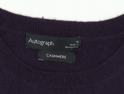 Marks and Spencer Women Purple 100% Cashmere Crew Neck Jumper Size 10