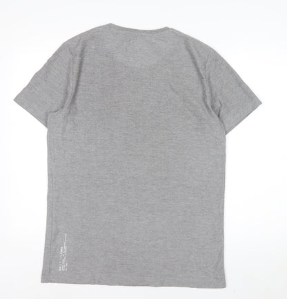 Max Mens Grey Slim Fit Crew Neck Short Sleeve T-Shirt M