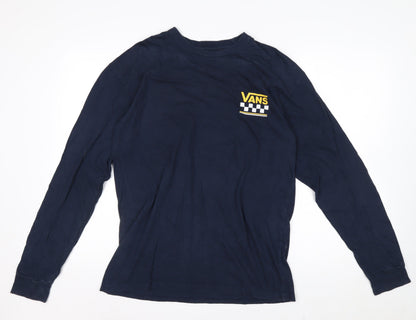 Vans Men's Blue Long Sleeve Graphic Cotton T-Shirt Medium