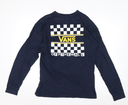 Vans Men's Blue Long Sleeve Graphic Cotton T-Shirt Medium
