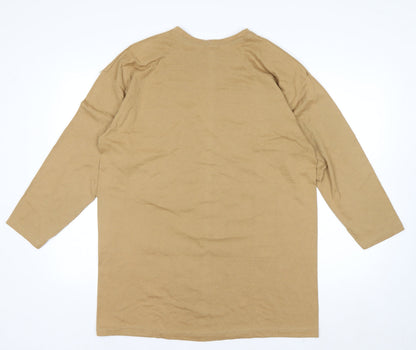 Jouly Women Brown Animal Print Long Sleeve Vintage T-Shirt One Size