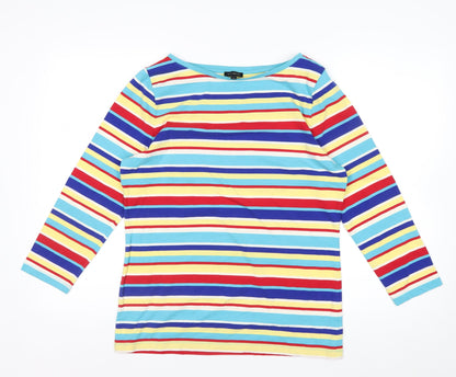 Talbots Women’s Multicoloured Striped Long Sleeve Boat Neck Jersey Top Size M