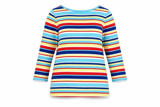 Talbots Women’s Multicoloured Striped Long Sleeve Boat Neck Jersey Top Size M