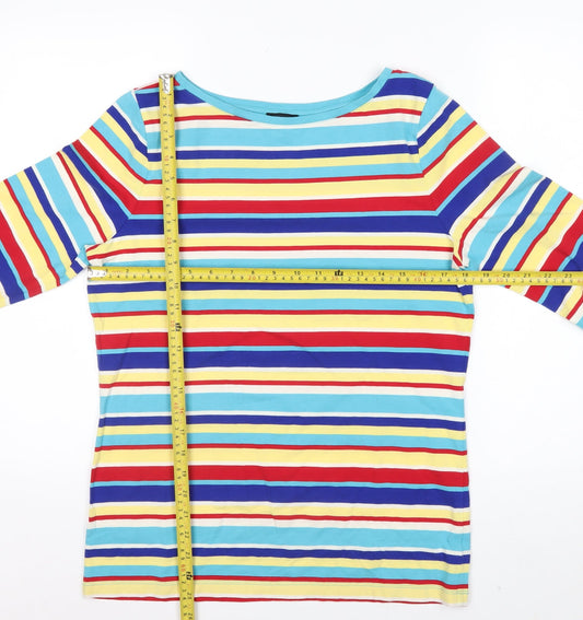 Talbots Women’s Multicoloured Striped Long Sleeve Boat Neck Jersey Top Size M
