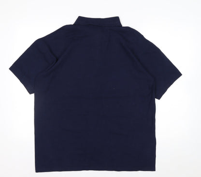 Anvil Men's Blue Short Sleeve Cotton Polo Shirt Size L