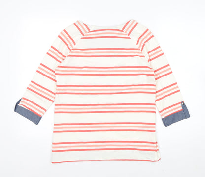 Next Women’s Multicoloured Striped 3/4 Sleeve Cotton T-Shirt Size 6