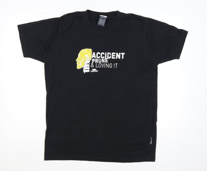 Trespass Men's Black Graphic T-Shirt L Polyester Cotton Crew Neck
