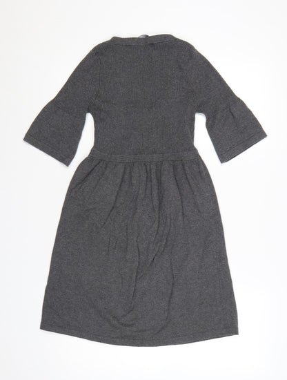 French Connection Women’s Grey Knit Fit & Flare Dress Size 10
