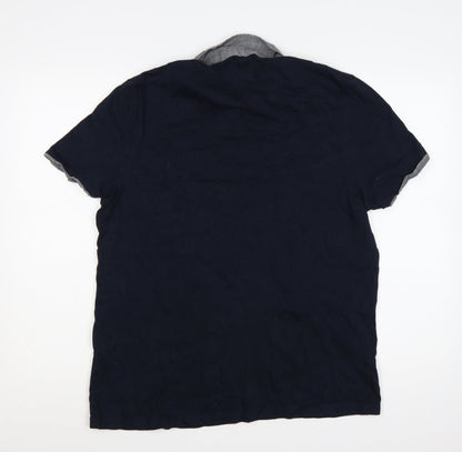 Burton Menswear London Men's Blue Cotton Polo Shirt Large