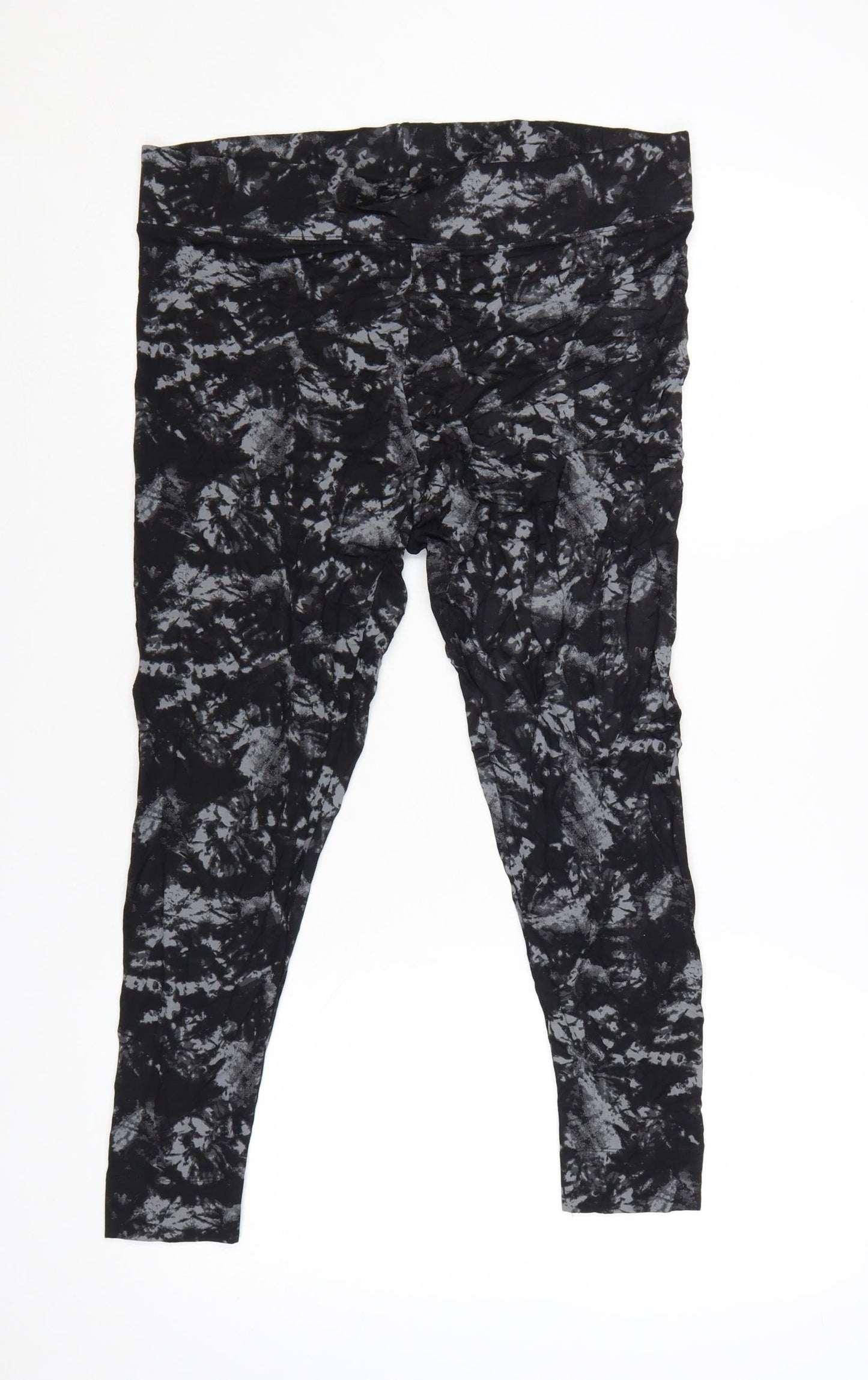 Marks and Spencer Womens Black Tie Dye Viscose Leggings Size 16 Short