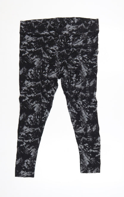 Marks and Spencer Womens Black Tie Dye Viscose Leggings Size 16 Short