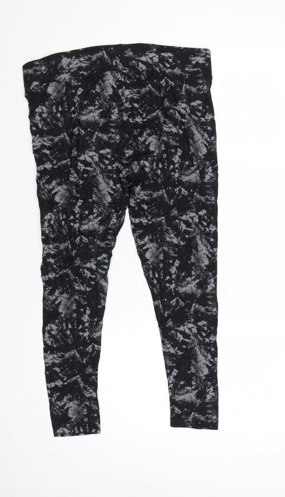 Marks and Spencer Womens Black Tie Dye Viscose Leggings Size 16 Short