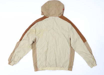 Nike Men's Beige Hooded Windbreaker Jacket Size M Lightweight Sports