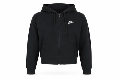 Nike Women Black Full Zip Hoodie M - Polyester Cotton Blend