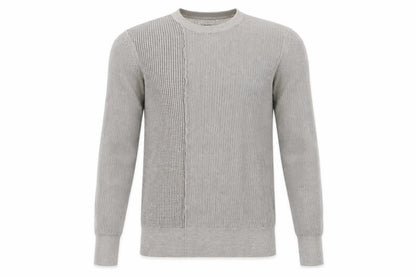 AllSaints Men's Grey Cotton Open-Knit Crew Neck Jumper Size S
