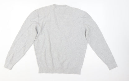 Zara Men's Grey Wool Jumper M Crew Neck Pullover Classic Knit