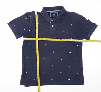 Crew Clothing Men’s Blue Geometric Cotton Polo Shirt Size M
