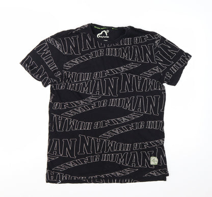 Being Human Men Black Graphic Logo Cotton Short Sleeve T-Shirt M