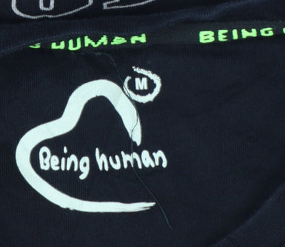 Being Human Men Black Graphic Logo Cotton Short Sleeve T-Shirt M