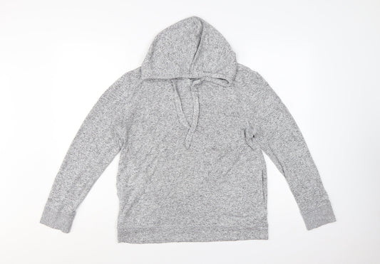 FatFace Women Grey Marl Viscose Blend Hooded Pullover UK 10