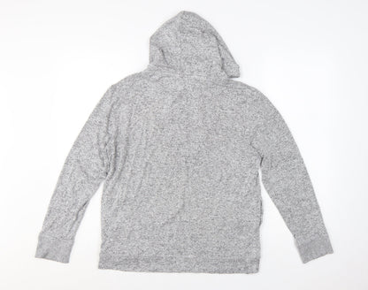 FatFace Women Grey Marl Viscose Blend Hooded Pullover UK 10