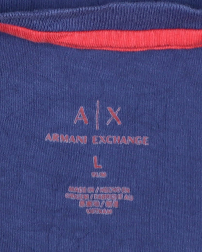 Armani Exchange Men's Blue Slim Fit Floral Graphic T-Shirt Size L