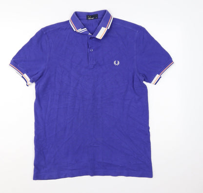 Fred Perry Men's Blue Cotton Polo Shirt M Regular Fit