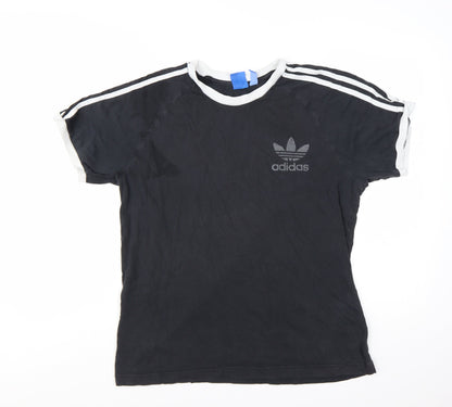 Adidas Men’s Black T-Shirt Size L Retro Sports Crew Neck