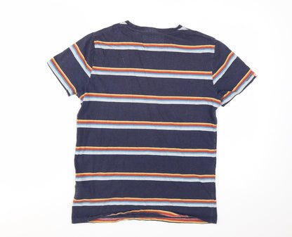 Superdry Men's Blue Striped 100% Cotton Crew Neck T-Shirt Size M