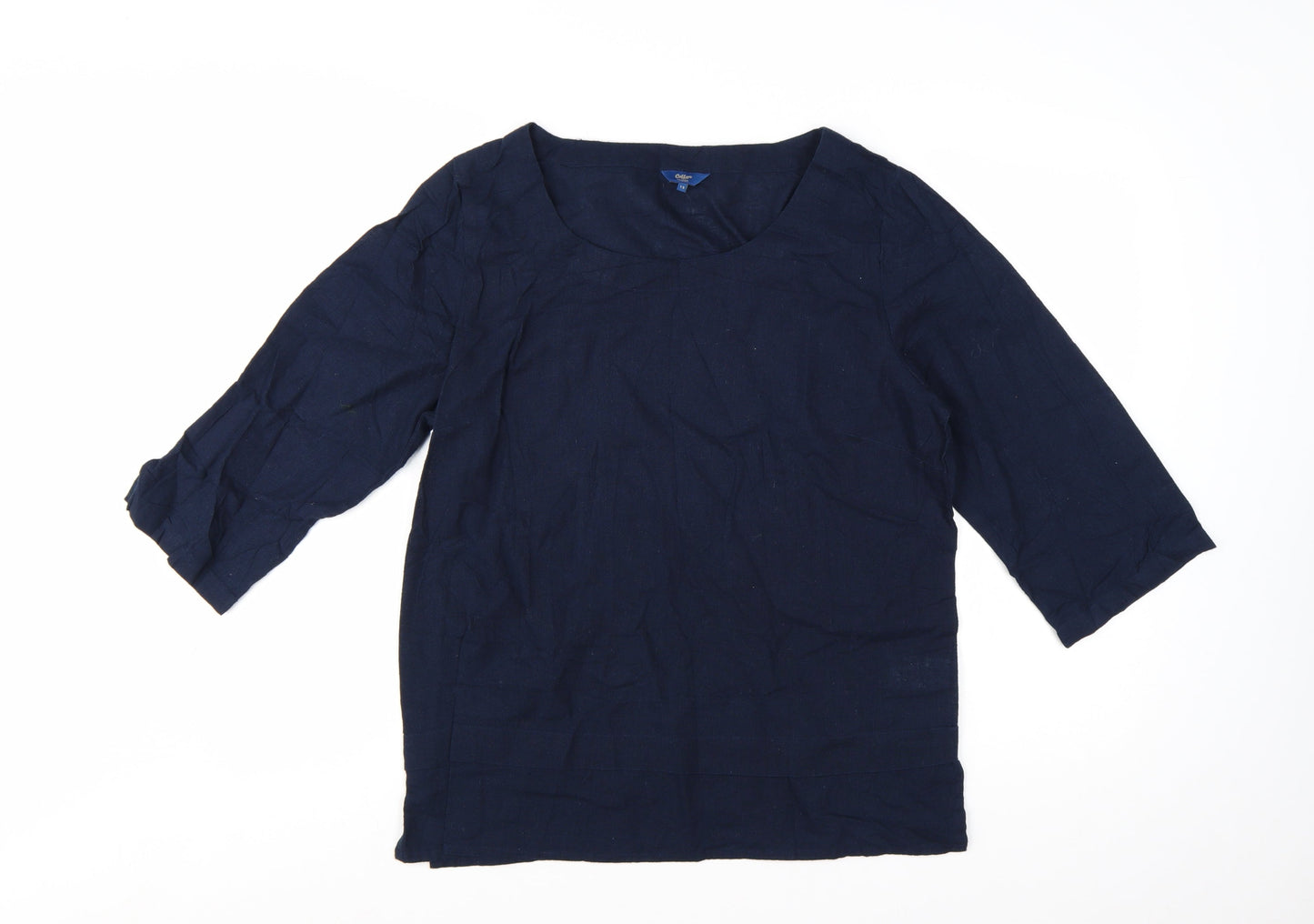 Cotton Traders Women’s Blue Linen Blend 3/4 Sleeve Blouse Size 12