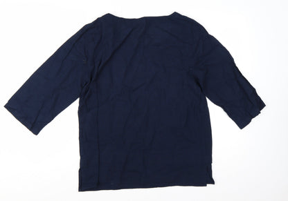 Cotton Traders Women’s Blue Linen Blend 3/4 Sleeve Blouse Size 12