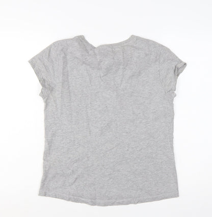 LA Gear Women's Grey V-Neck Short Sleeve Cotton T-Shirt UK 12