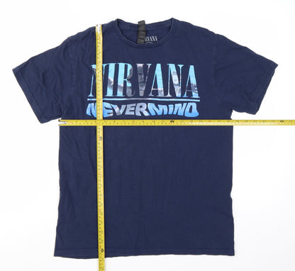 Gildan Nirvana Women's Blue Short Sleeve Cotton Band T-Shirt M