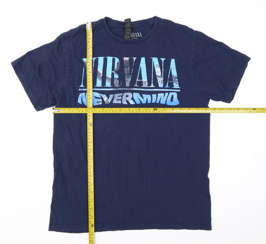 Gildan Nirvana Women's Blue Short Sleeve Cotton Band T-Shirt M