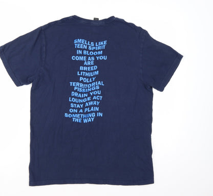 Gildan Nirvana Women's Blue Short Sleeve Cotton Band T-Shirt M