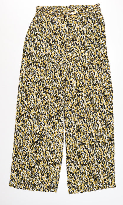 Marks and Spencer Women’s Multicoloured Animal Print Wide-Leg Trousers Size 14