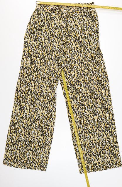 Marks and Spencer Women’s Multicoloured Animal Print Wide-Leg Trousers Size 14