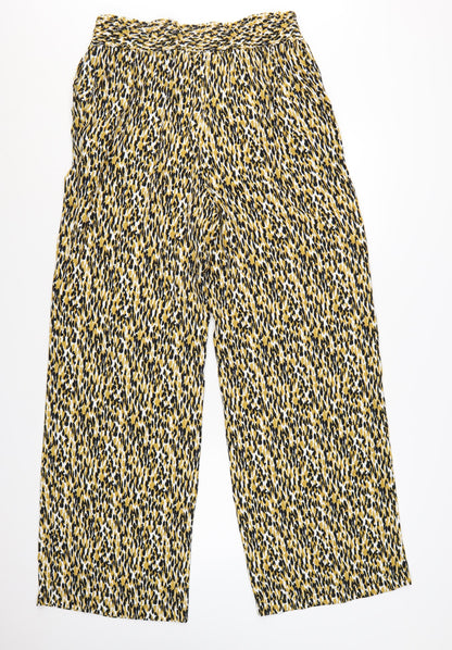 Marks and Spencer Women’s Multicoloured Animal Print Wide-Leg Trousers Size 14