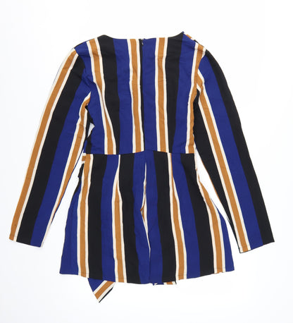 In The Style Women's Multicoloured Striped Long Sleeve Playsuit Size S