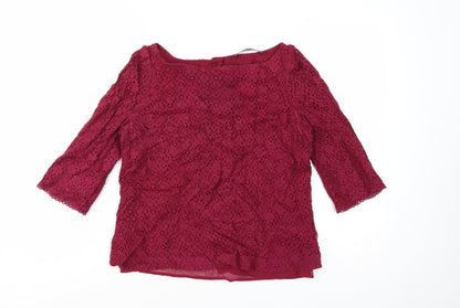 Next Women Red Lace 3/4 Sleeve Tunic Blouse Size 12