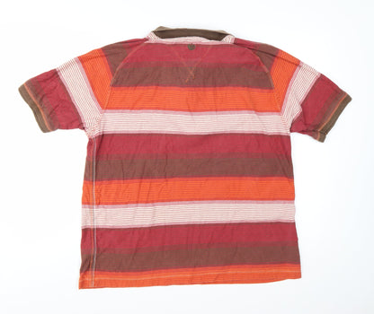 Fat Face Men's Red Striped Cotton Polo Shirt Size L